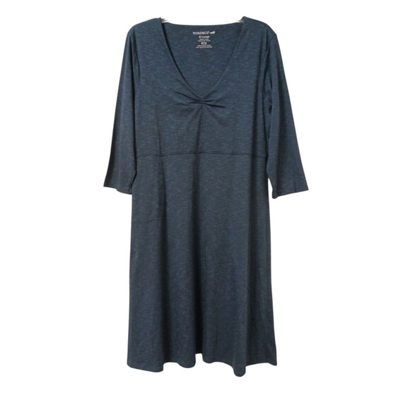 TOAD&CO Dresses & Skirts - TOAD & CO Dress Xlarge Navy Vneck Knit 3/4 Sleeve Eco Cotton Tencel Pockets